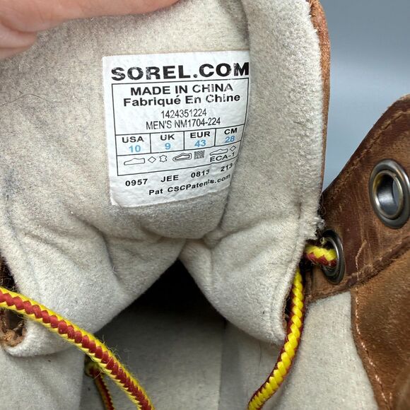 Sorel Cheyanne II Duck Boots Men\'s 10 Brown Waterproof Lace-Up Round Toe Ankle main image 7